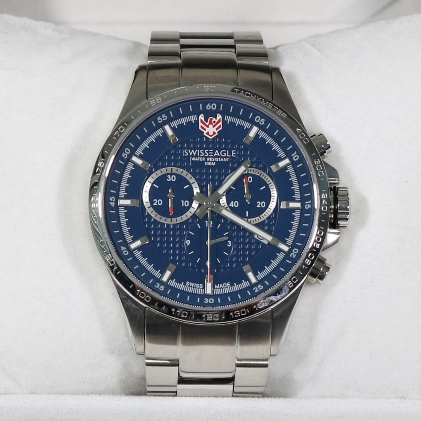 Swiss Eagle Corporal Blue Dial Stainless Steel Chronograph Watch SE-9034-33