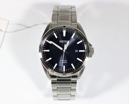 Seiko Solar Stainless Steel Blue Dial Men's Watch SNE483P1 - Chronobuy