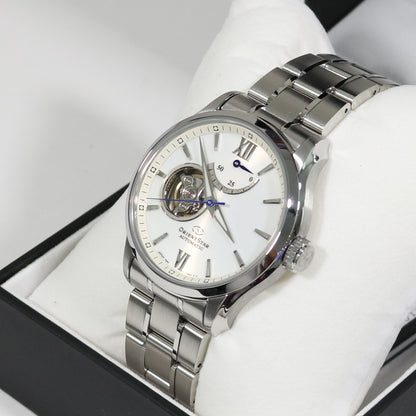 Orient Star Automatic Open Heart White Dial Men's Watch RE-AT0003S00B