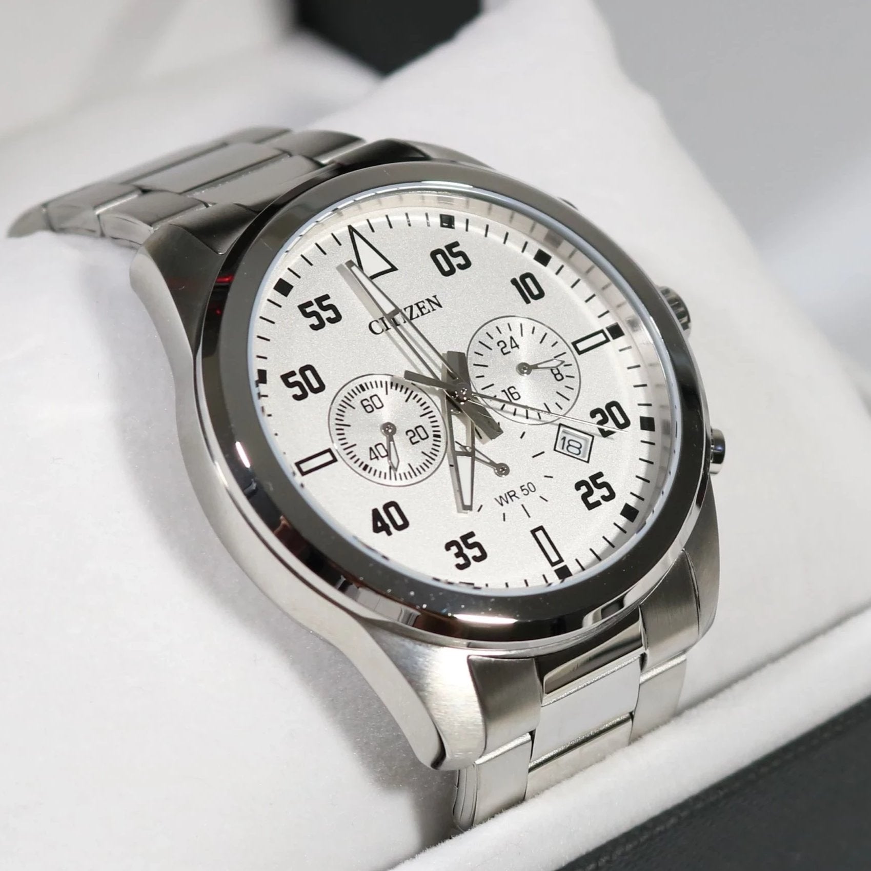 Citizen Chronograph White Dial Stainless Steel Men's Watch AN8090-56A - Chronobuy