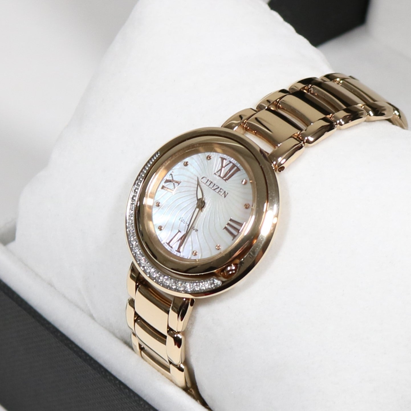 Citizen Eco-Drive Diamond Bezel Rose Gold Tone Women's Watch EX1125-50D