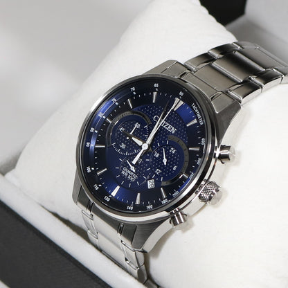 Citizen Quartz Men's Blue Dial Chronograph Stainless Steel Watch AN8190-51L 3