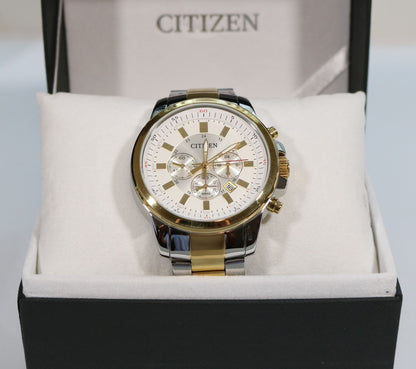 Citizen White Dial Men's Two-Tone Chronograph Watch AN8084-59A - Chronobuy