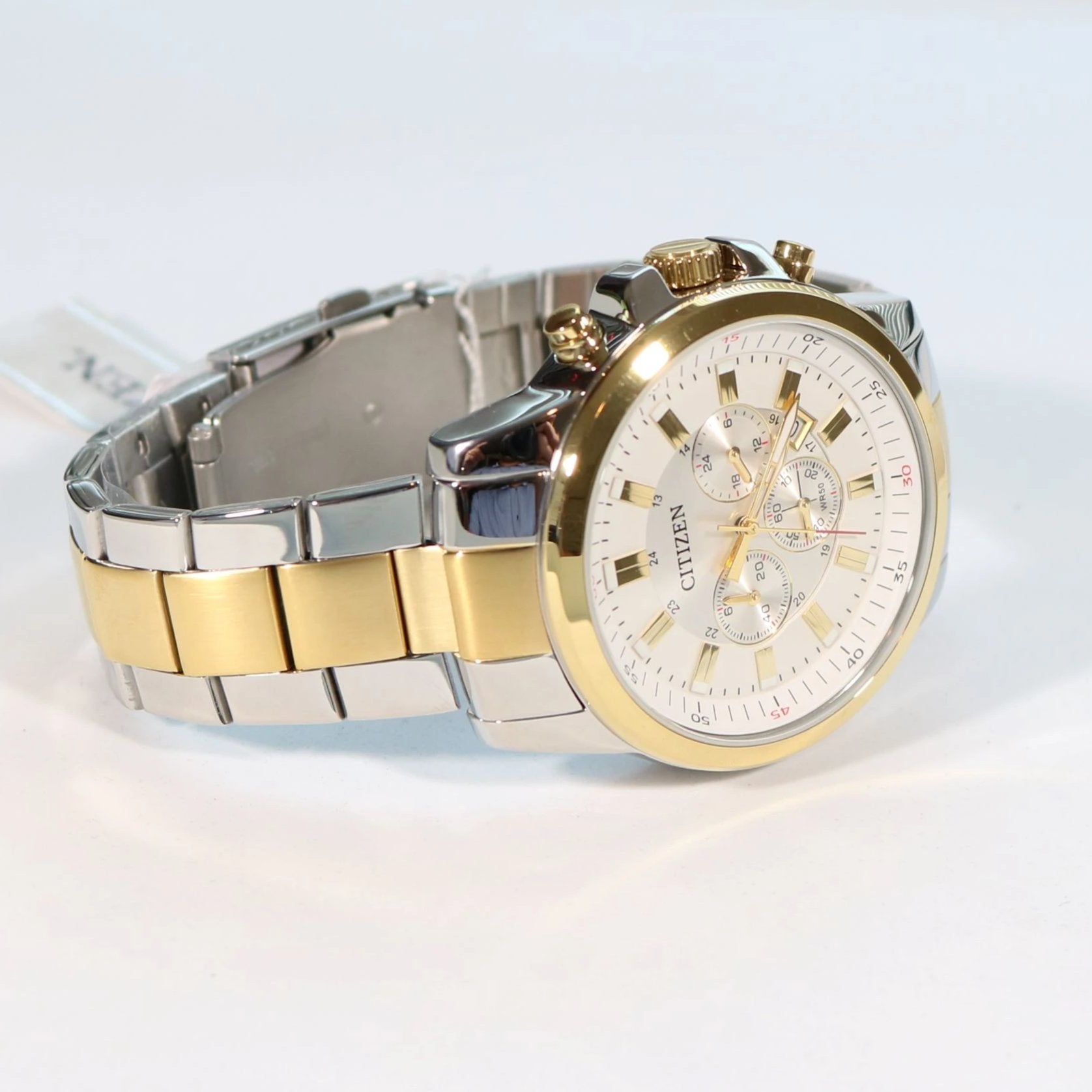 Citizen White Dial Men's Two-Tone Chronograph Watch AN8084-59A - Chronobuy