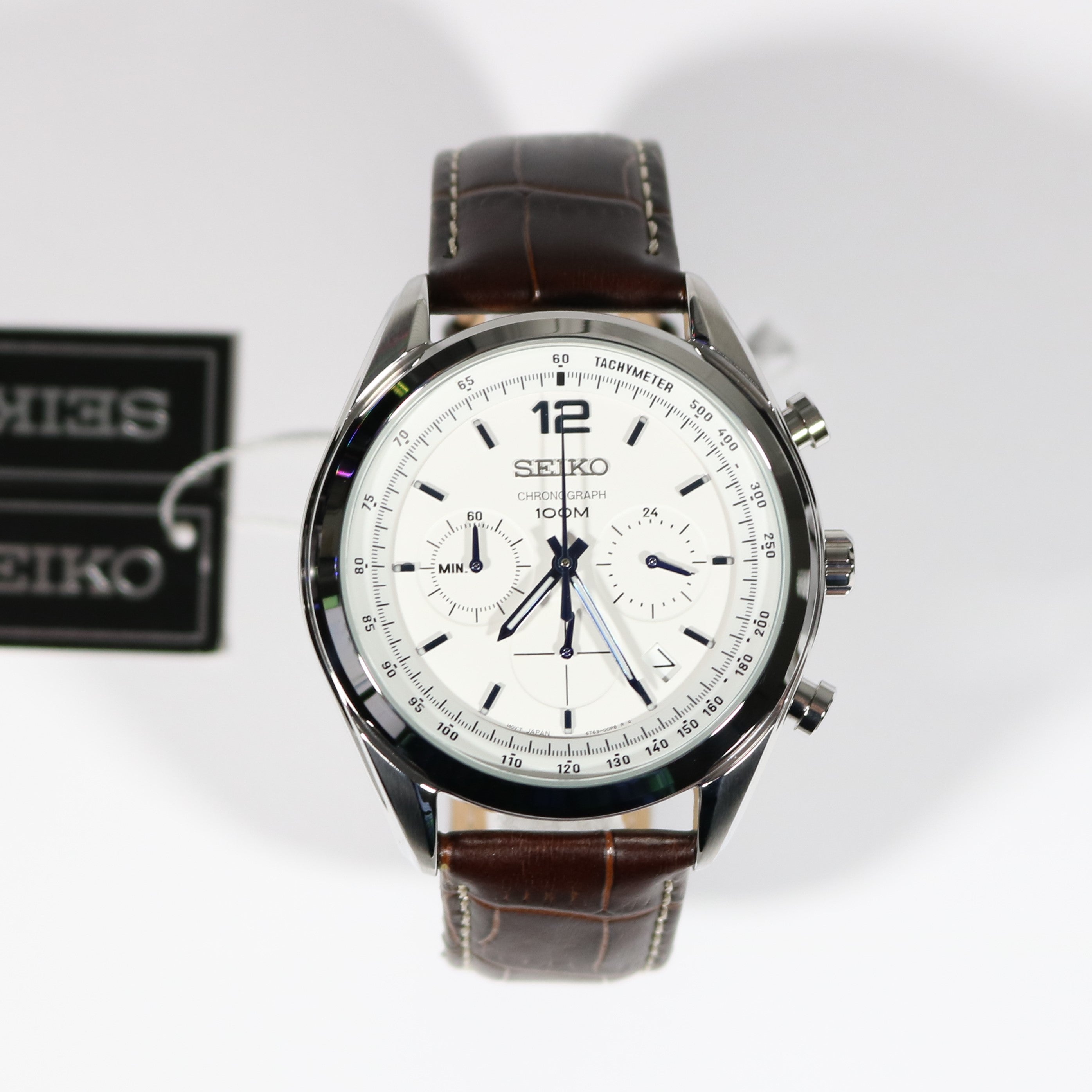 Seiko Stainless Steel White Dial Chronograph Men's Watch SSB095P1