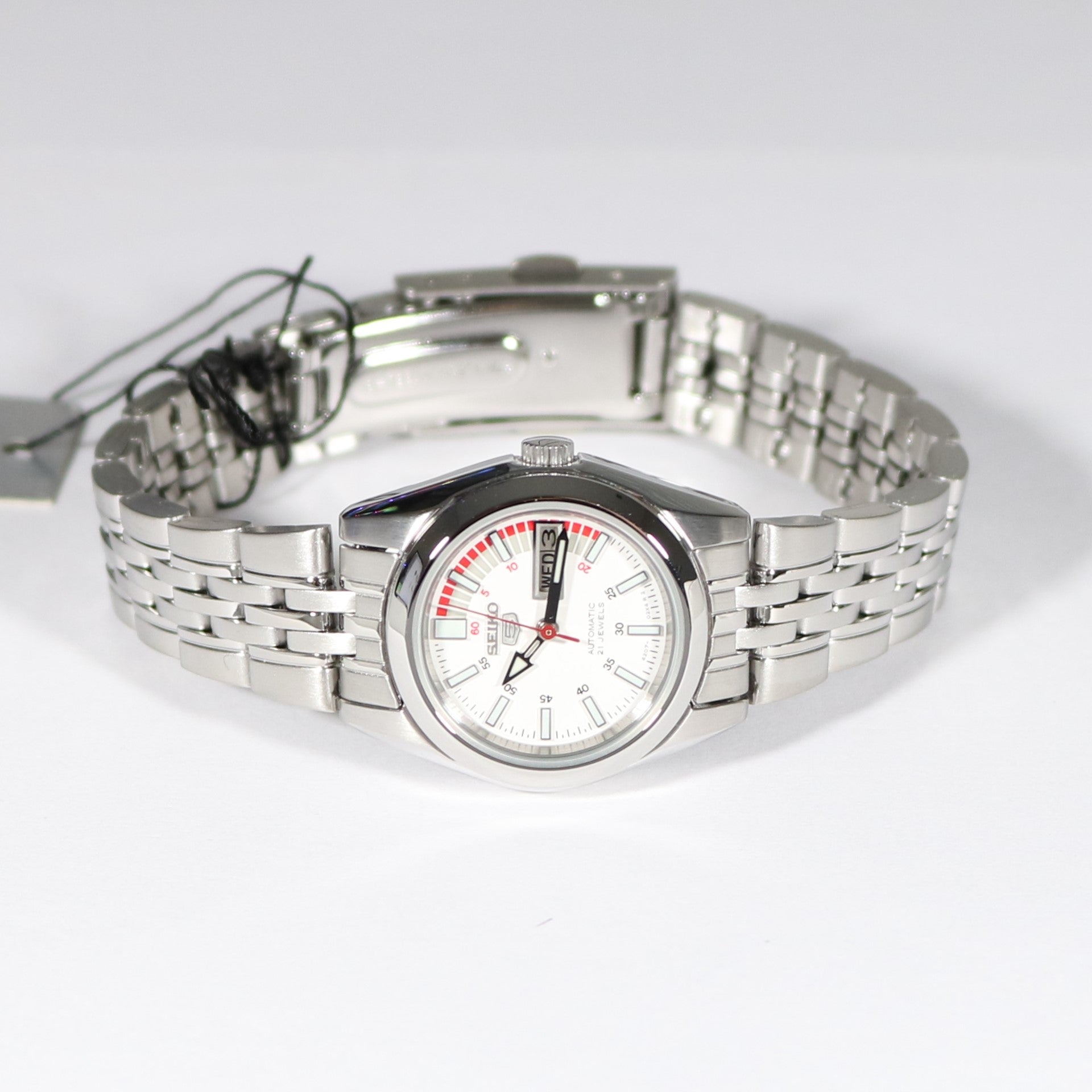 Seiko 5 Automatic White Dial Stainless Steel Women's Watch SYMA41K1