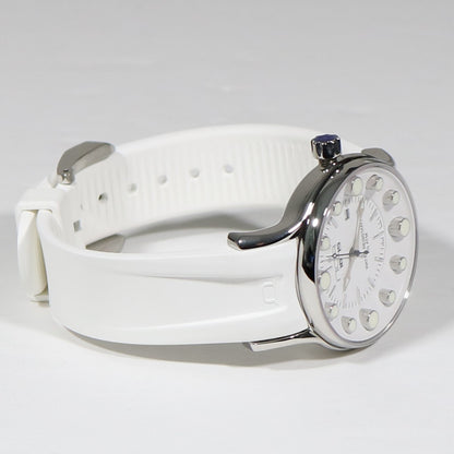 N.O.A 1675 Women's Stainless Steel White Dial Rubber Strap Watch NW-LQ002