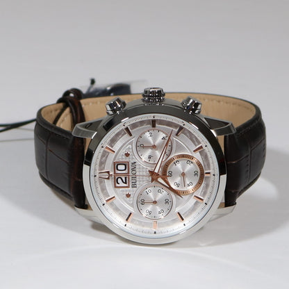 Bulova Sutton Stainless Steel Brown Leather Strap Men's Chronograph Watch 96B309