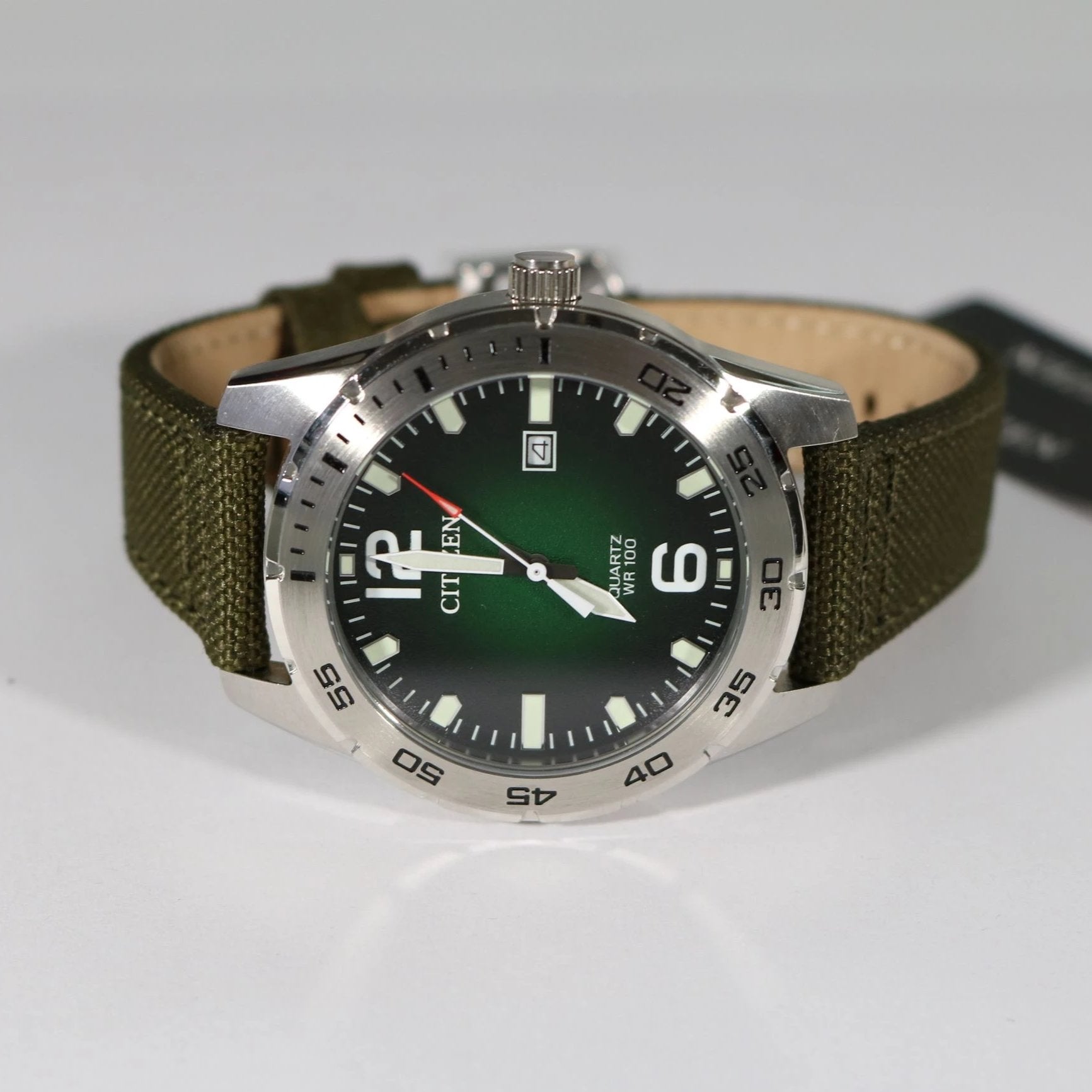 Citizen Men's Military Green Quartz Nylon Strap Day Watch BI1041-06X - Chronobuy