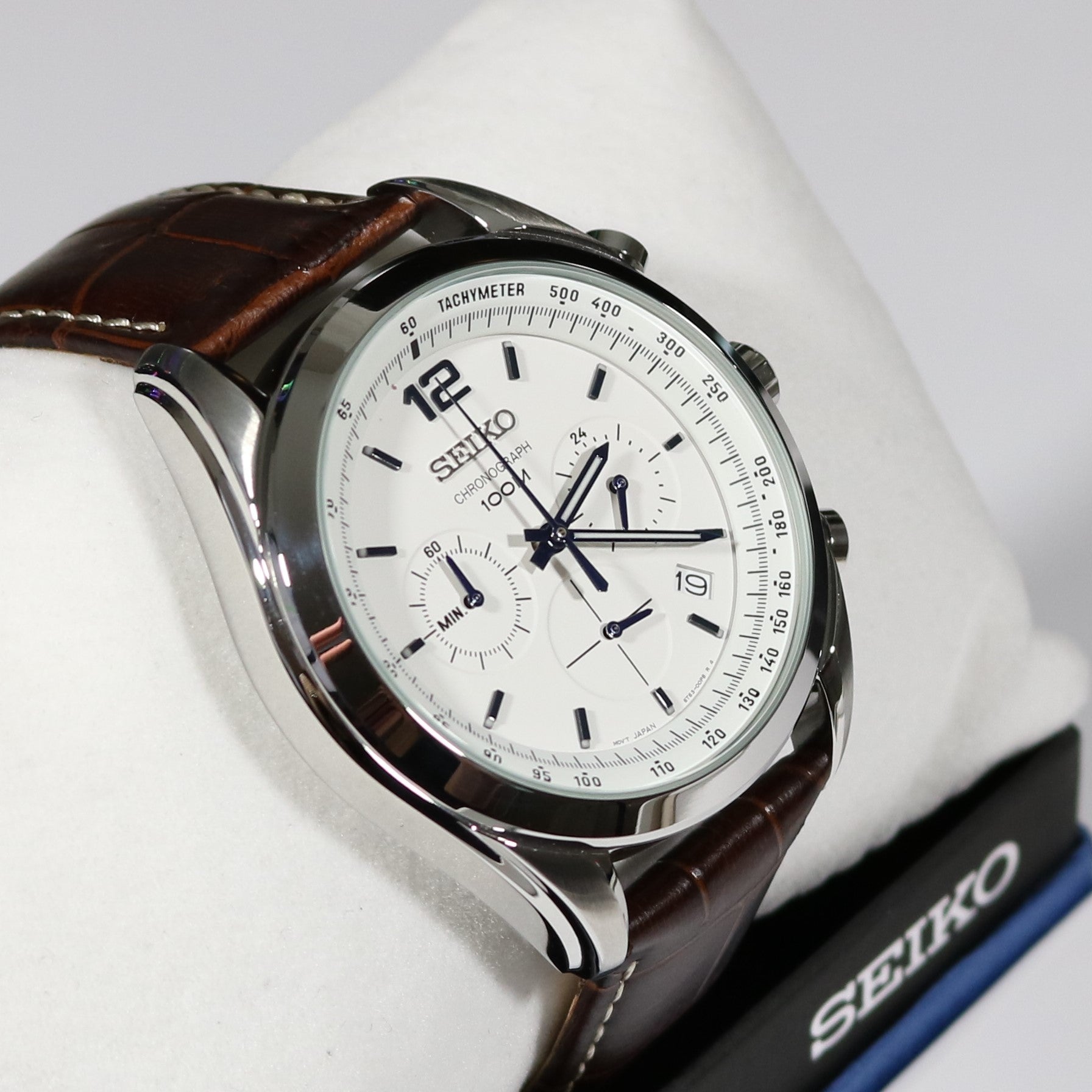 Seiko Stainless Steel White Dial Chronograph Men's Watch SSB095P1