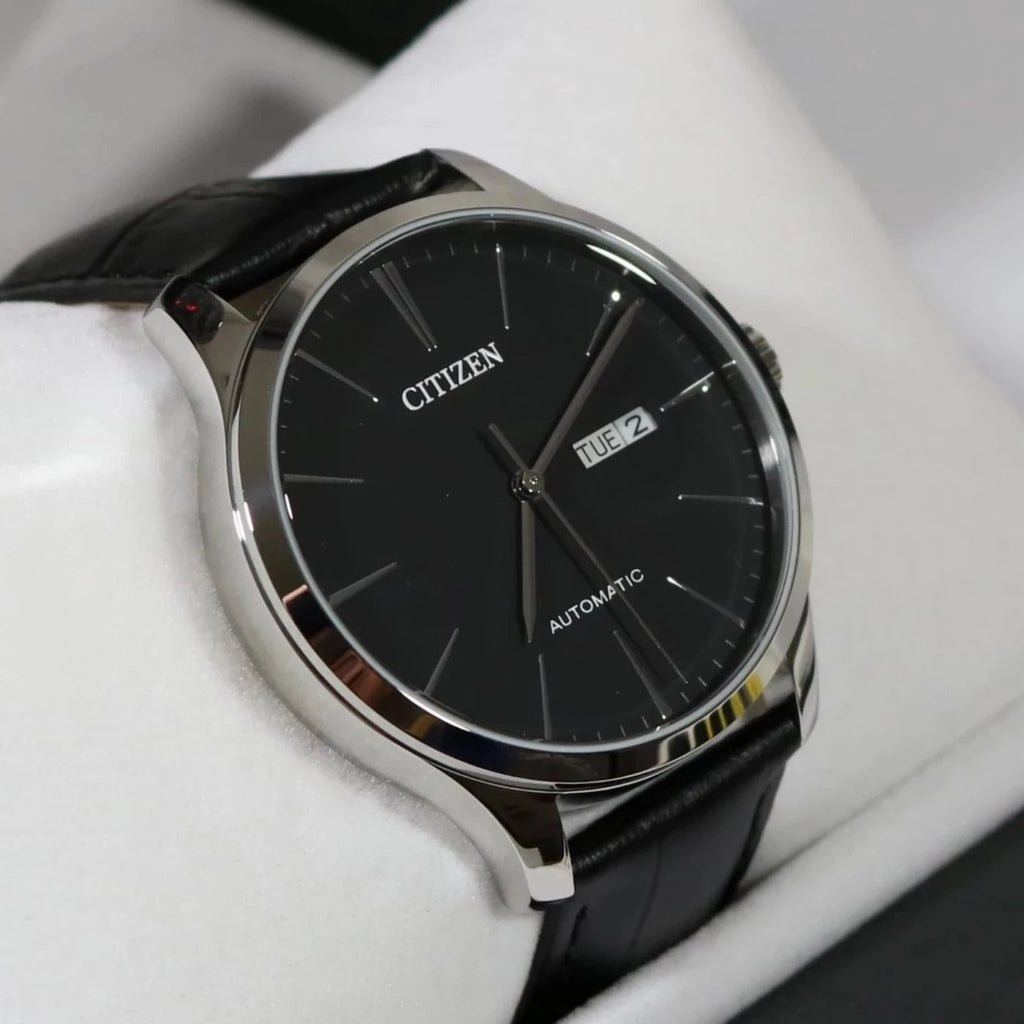 Citizen Mechanical Automatic Black Leather Elegant Men's Watch