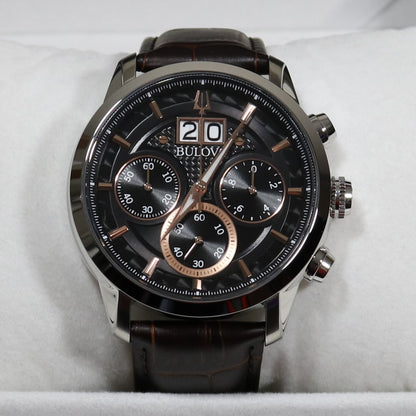 Bulova Sutton Stainless Steel Leather Strap Men's Chronograph Watch 96B311 2