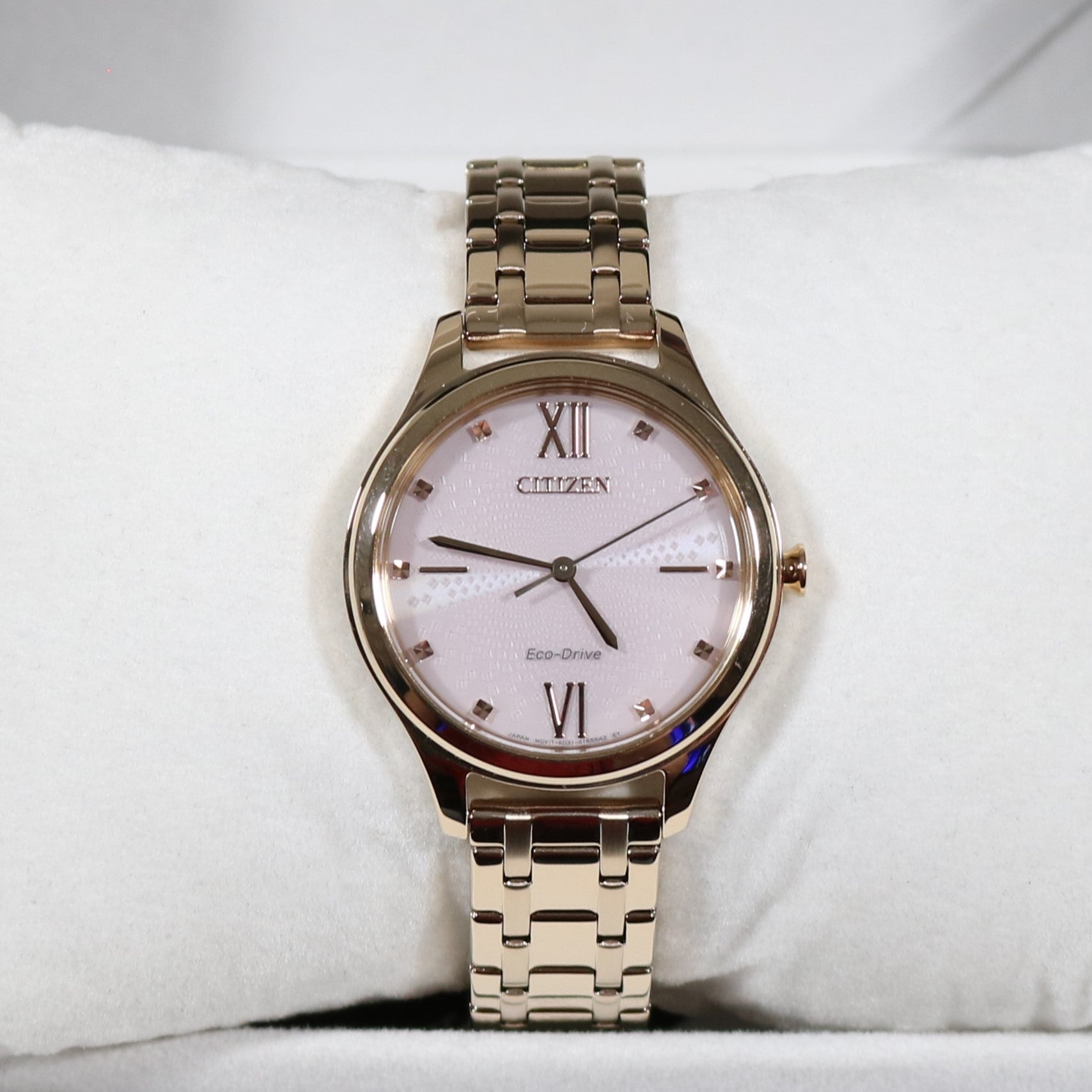 Citizen Eco Drive Women's Rose Gold Tone Pink Dial Watch EM0503-75X