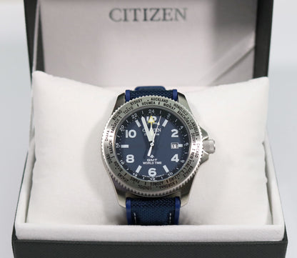 Citizen Eco Drive Promaster World Time GMT Blue Rubber Strap Men's Watch BJ7100-15L - Chronobuy