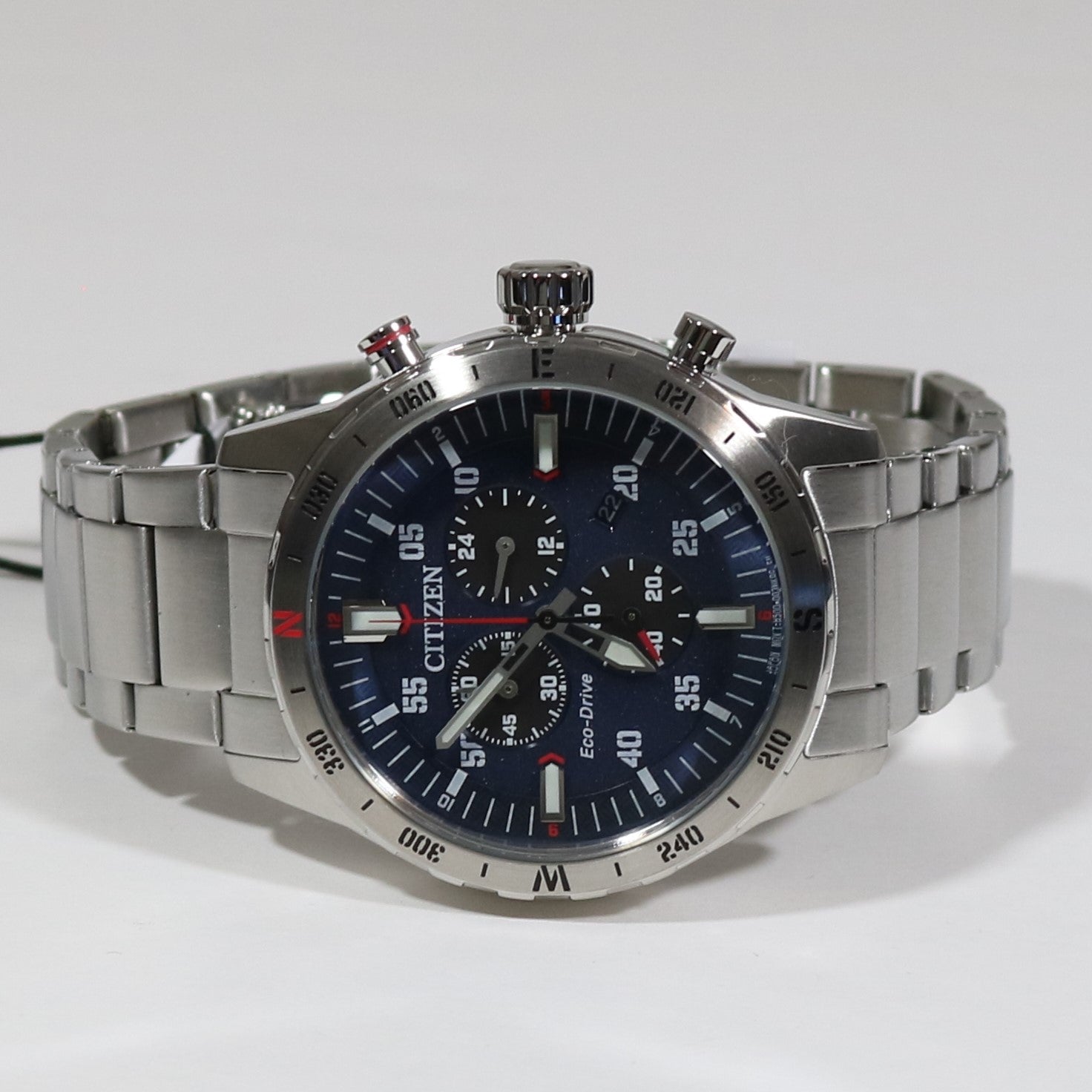 Citizen Eco-Drive Men\'s – AT Dial Steel Blue Stainless Watch Chronograph Chronobuy