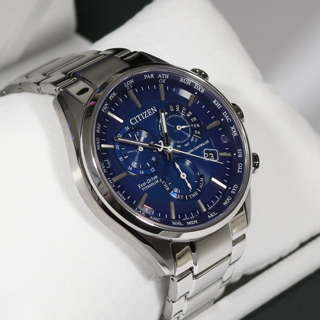 Citizen Eco Drive Super Titanium Blue Dial Chronograph Men s Watch CB5 Chronobuy