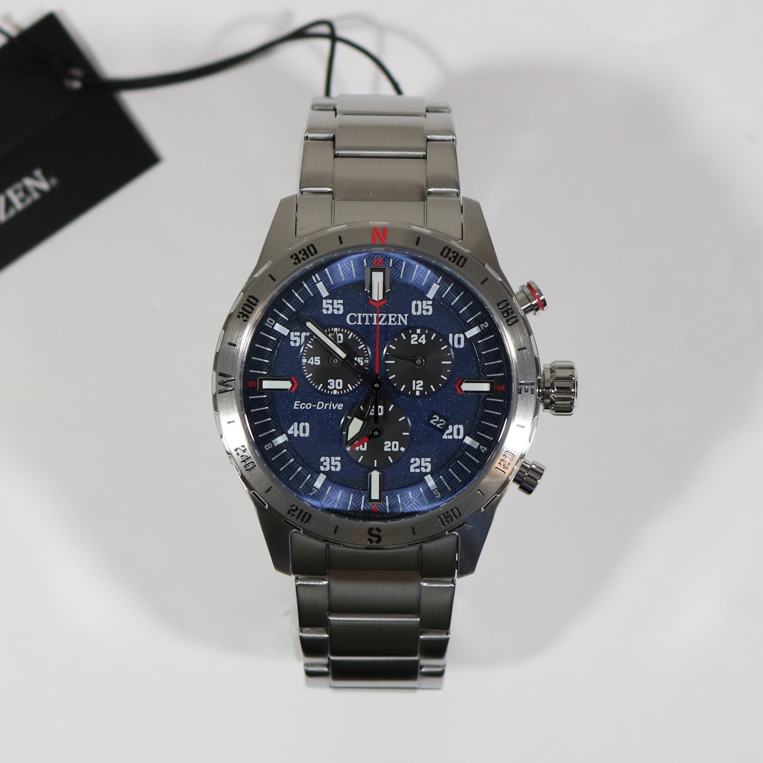 Citizen Eco-Drive Men's Stainless Steel Blue Dial Chronograph Watch AT2520-89L