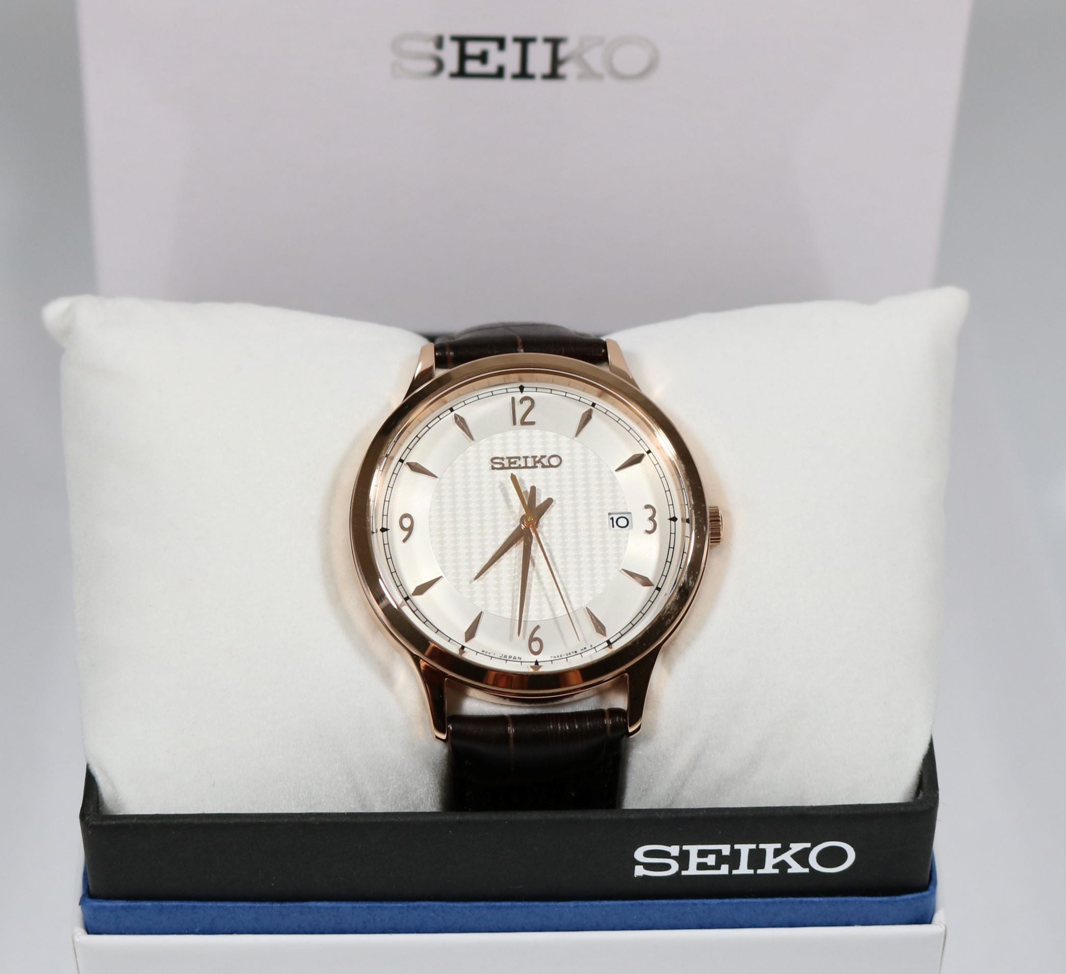 Seiko Quartz Rose Gold Tone Stainless Steel Analog Men's Watch SGEH88P1 - Chronobuy