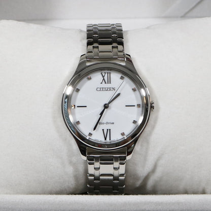 Citizen Eco Drive Elegant Women's White Dial Stainless Steel Dress Watch EM0500-73A