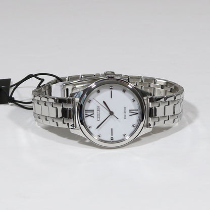 Citizen Eco Drive Elegant Women's White Dial Stainless Steel Dress Watch EM0500-73A