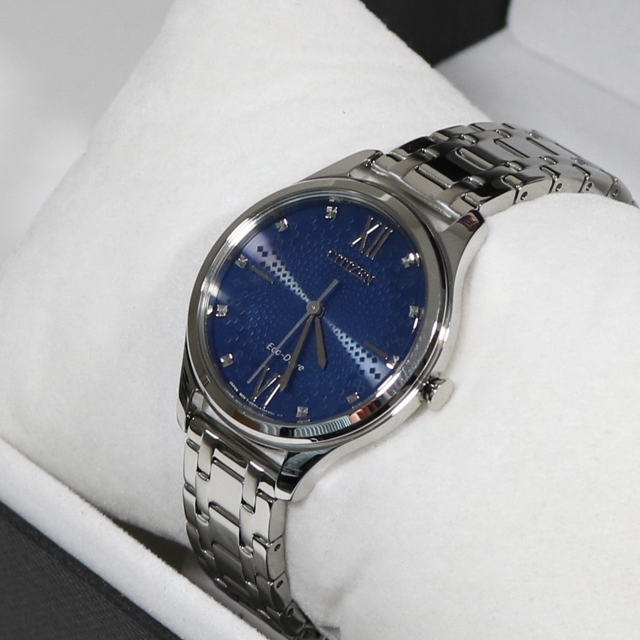 Citizen Eco Drive Elegant Women's Blue Dial Stainless Steel Dress Watch EM0500-73L