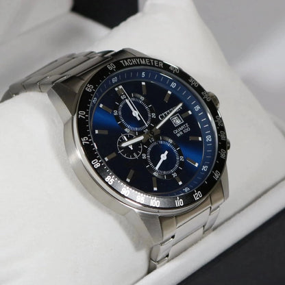 Citizen Chronograph Quartz Blue Dial Men's Stainless Steel Analog Watch AN3600-59L - Chronobuy