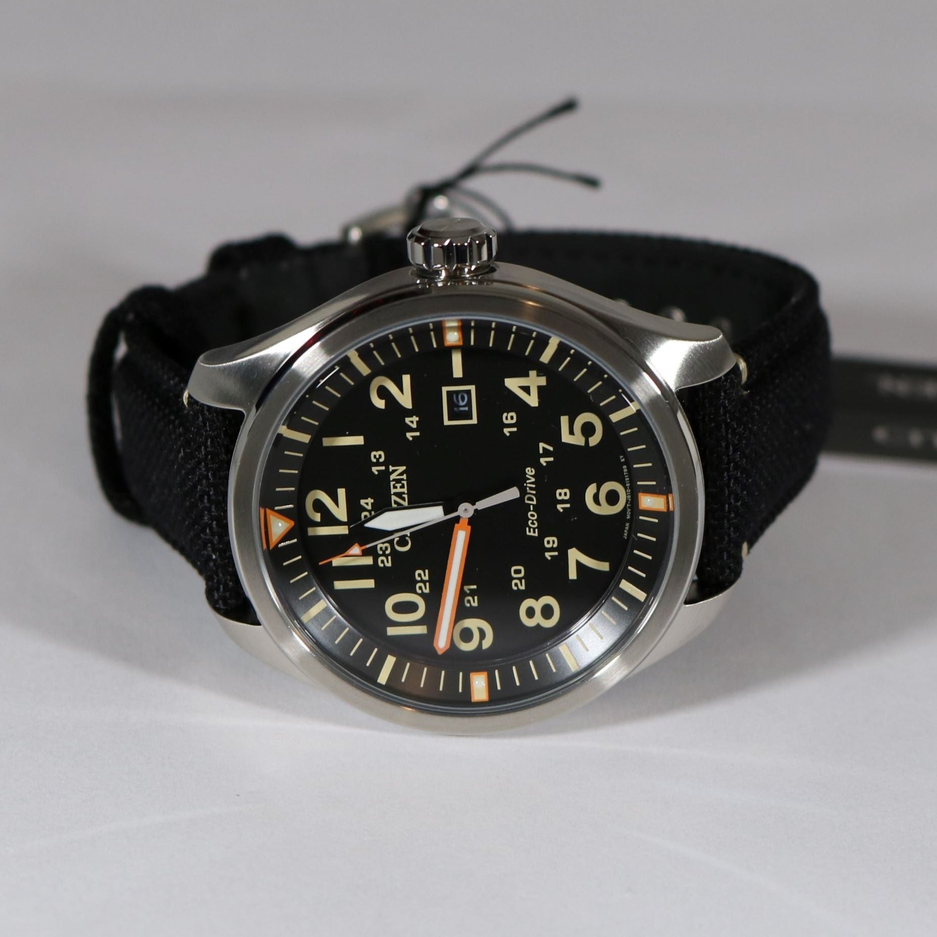 Citizen Eco-Drive  Military Black Dial Mens's Watch AW5000-24E - Chronobuy