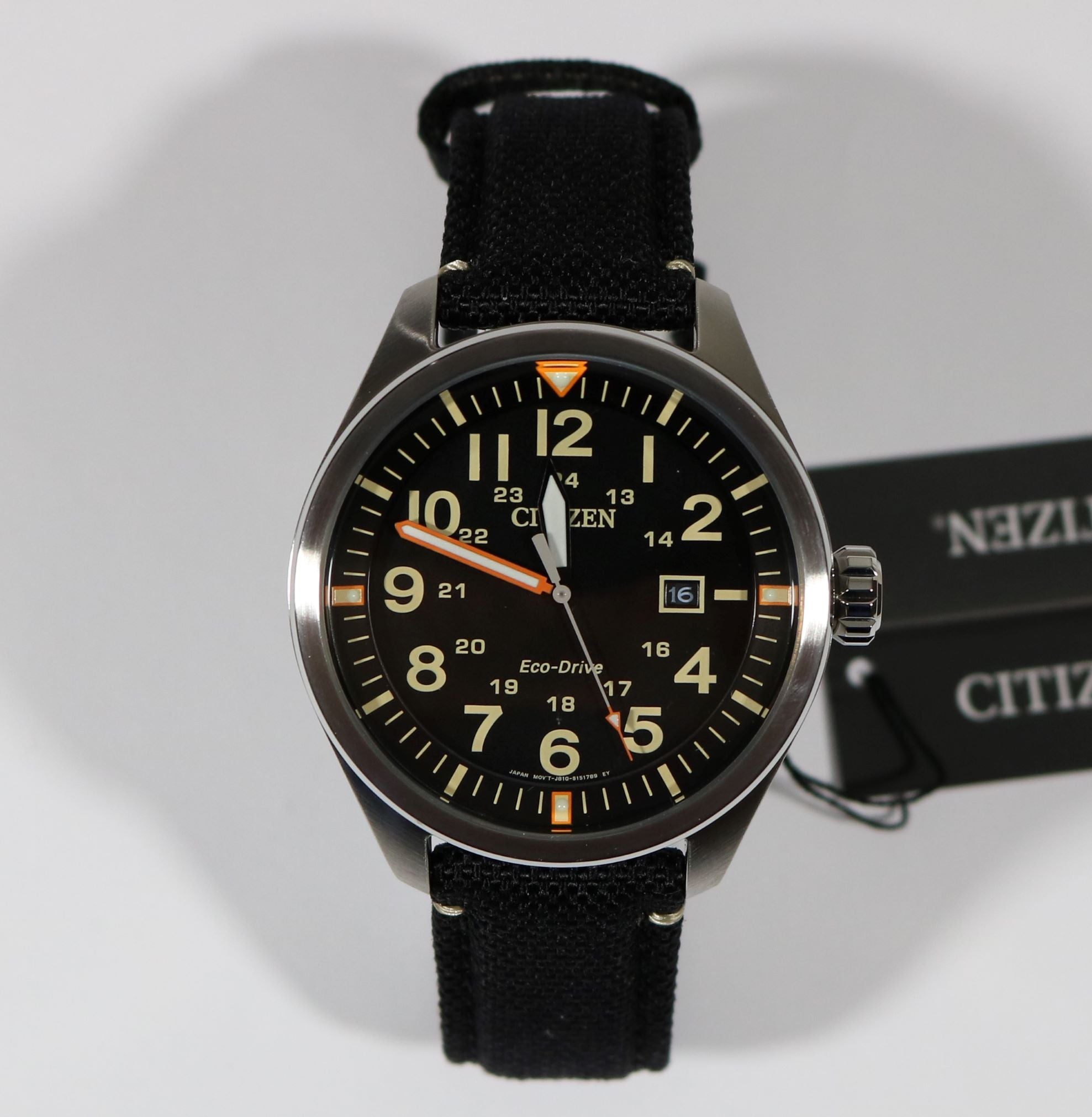 Citizen Eco-Drive  Military Black Dial Mens's Watch AW5000-24E - Chronobuy