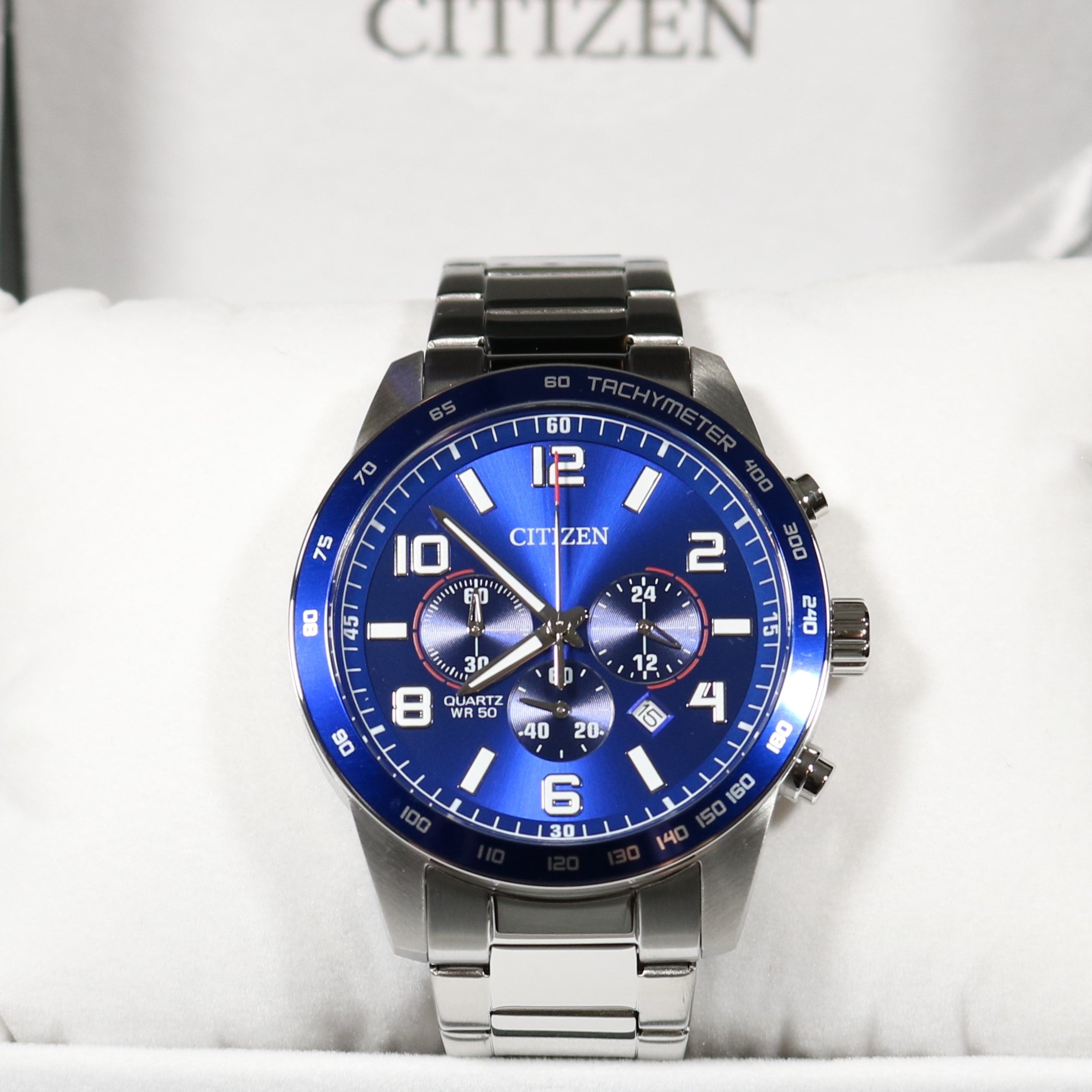 Citizen Quartz Men's Blue Dial Stainless Steel Watch AN8161-50L