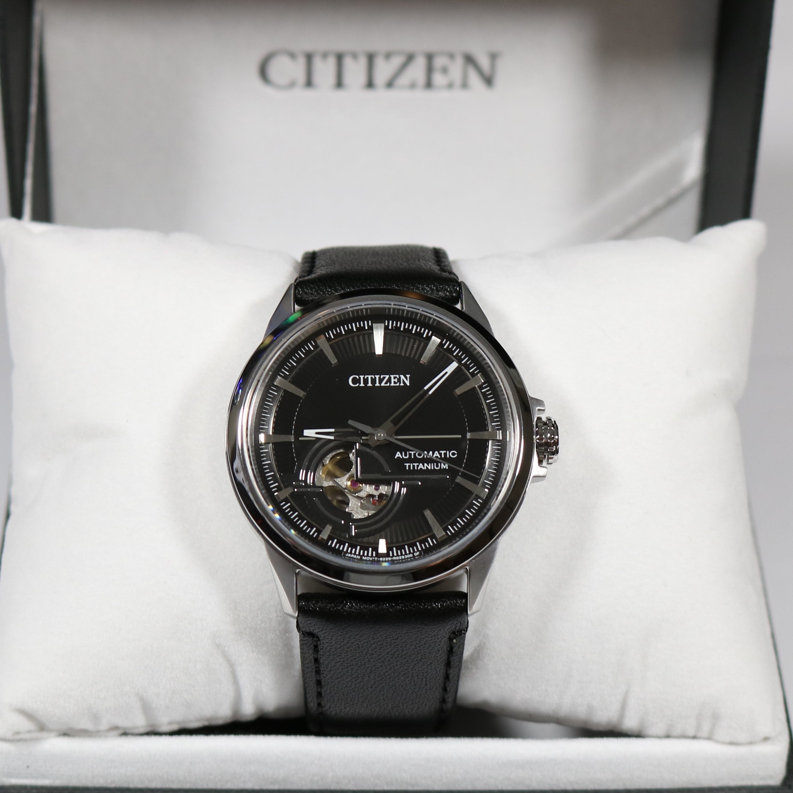 Citizen Super Titanium Automatic Black Leather Strap Men's Watch NH9120-11E