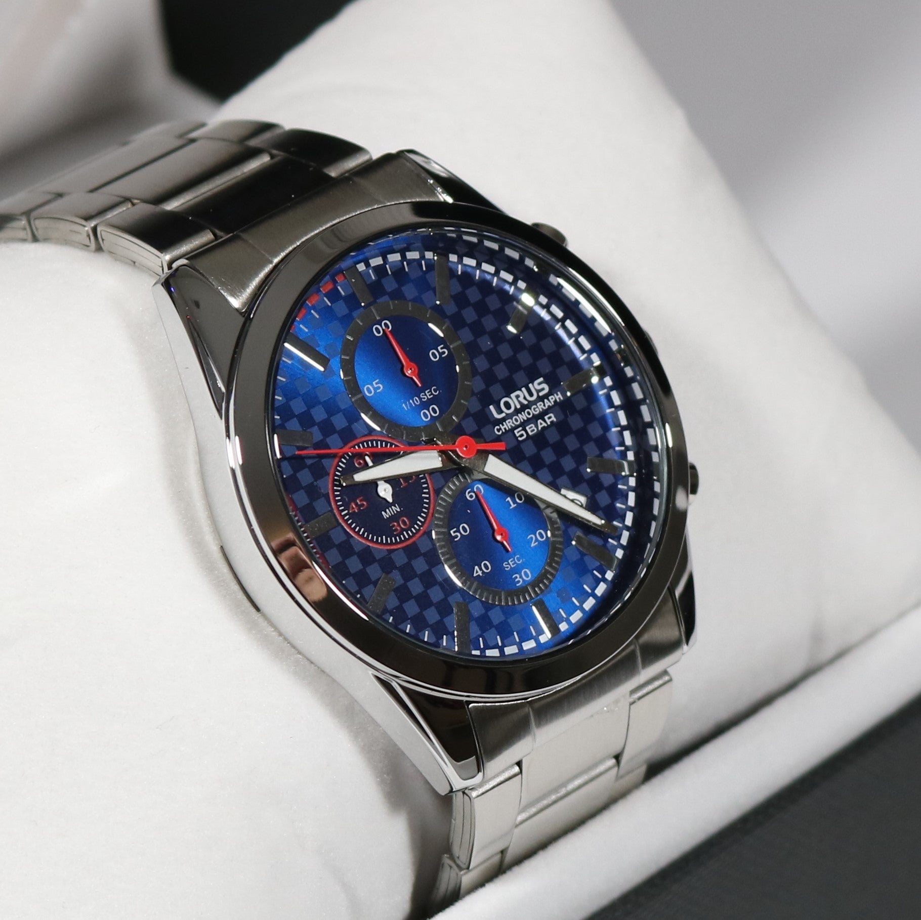 Lorus Blue Dial Stainless Steel Chronograph Men s Watch RM391FX9 Chronobuy