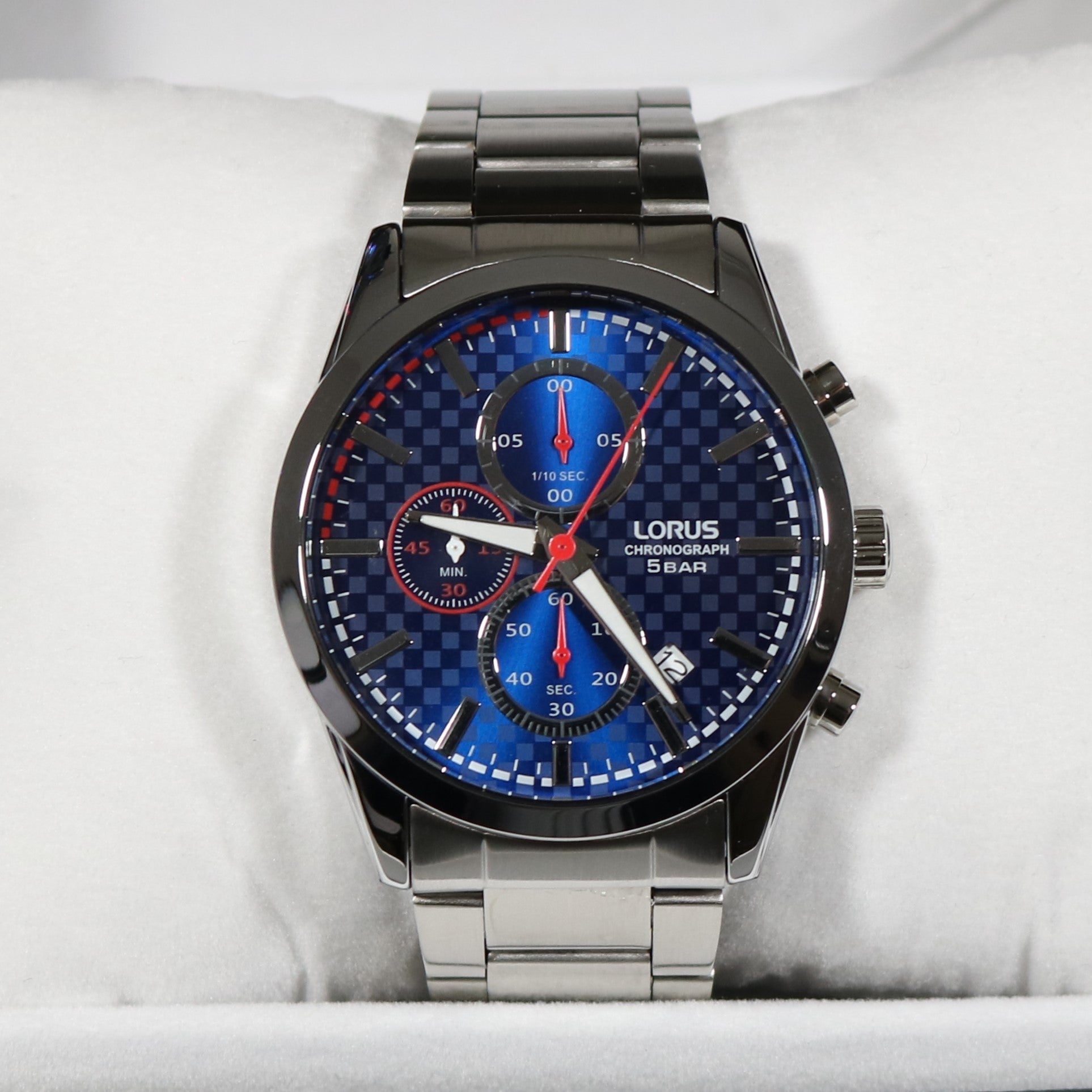 Lorus Blue Dial Stainless Steel Chronograph Men's Watch RM391FX9