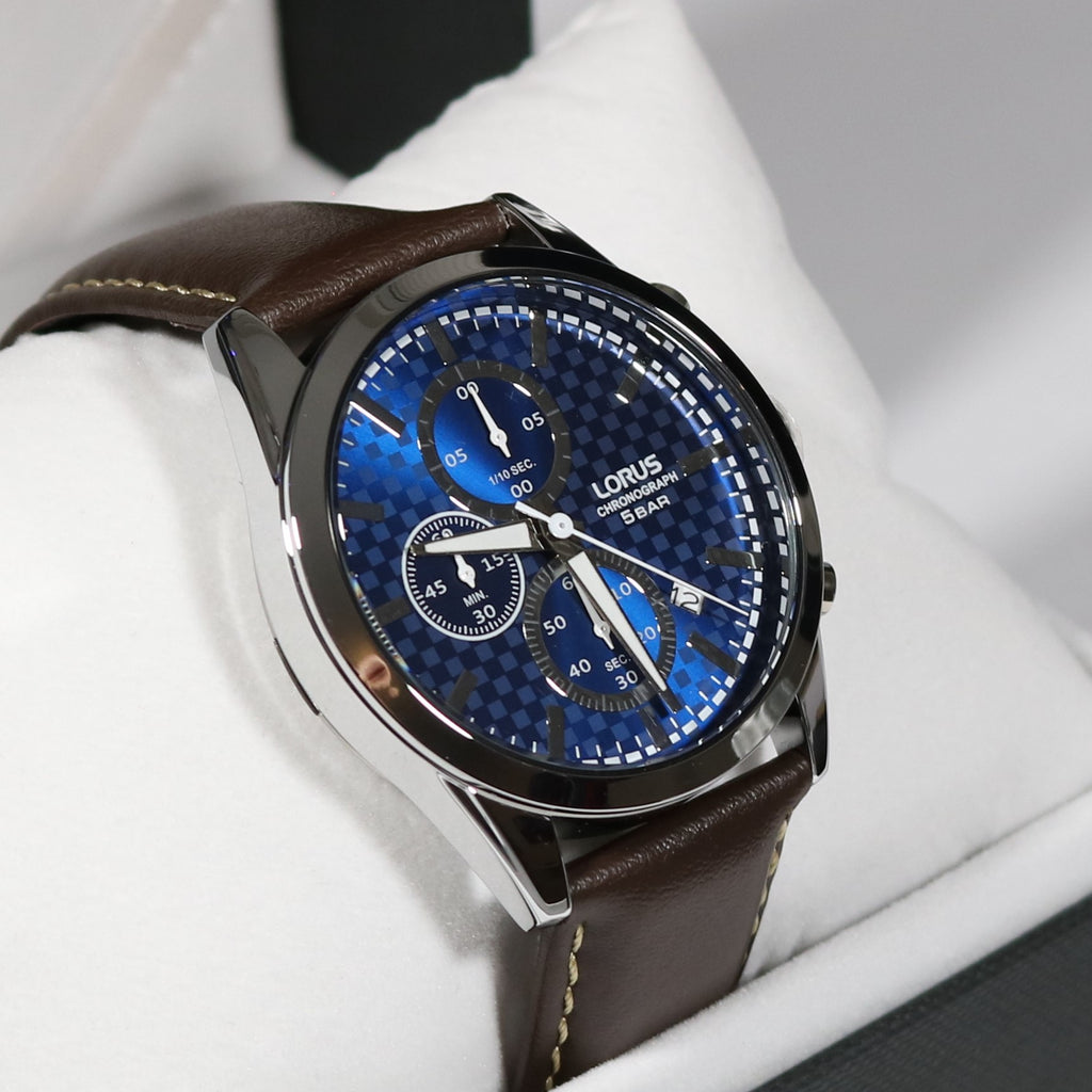 Lorus Blue Dial Stainless Steel Blue Dial Leather Strap Men s Watch RM Chronobuy