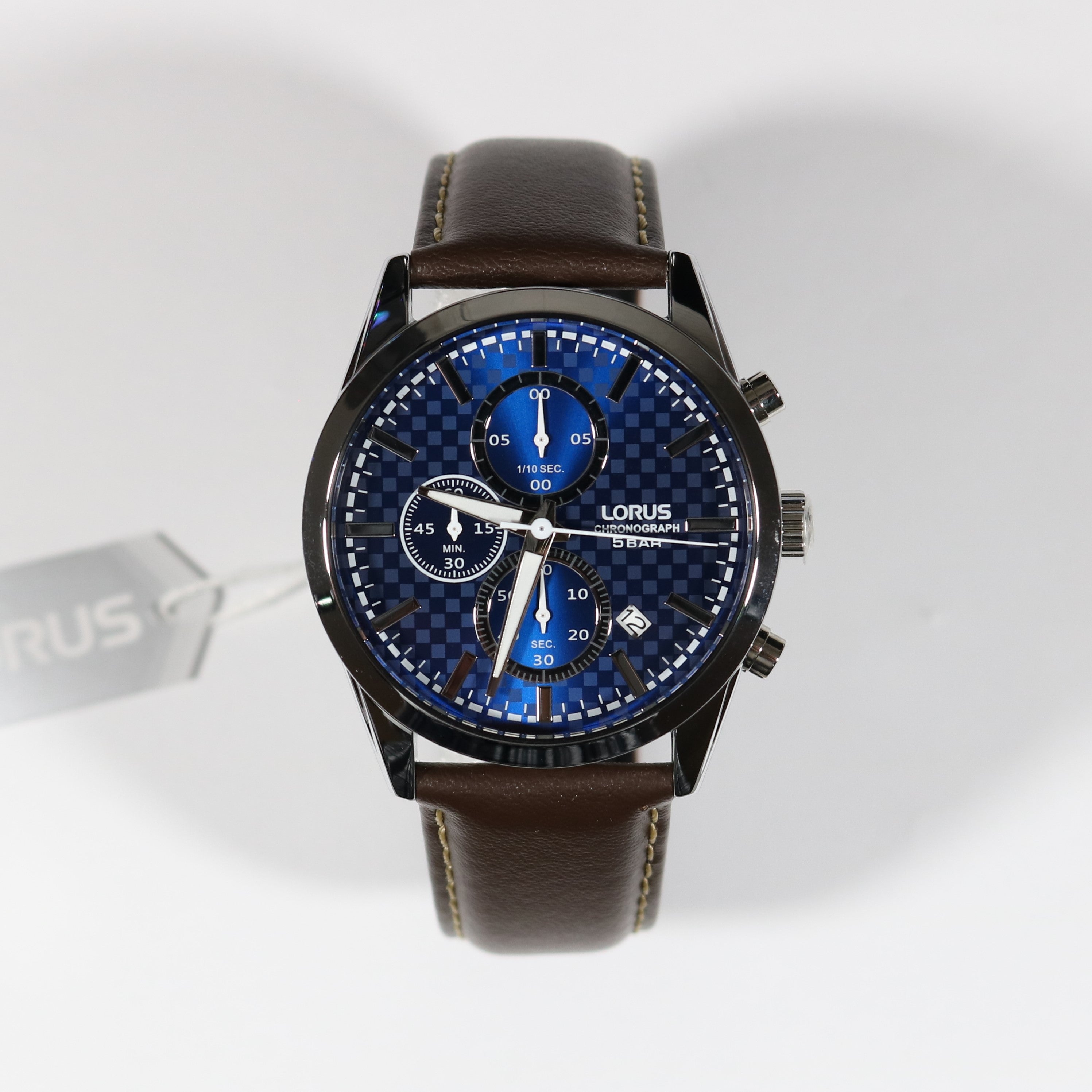 Lorus Blue Dial Stainless Steel Blue Dial Leather Strap Men's Watch RM397FX9