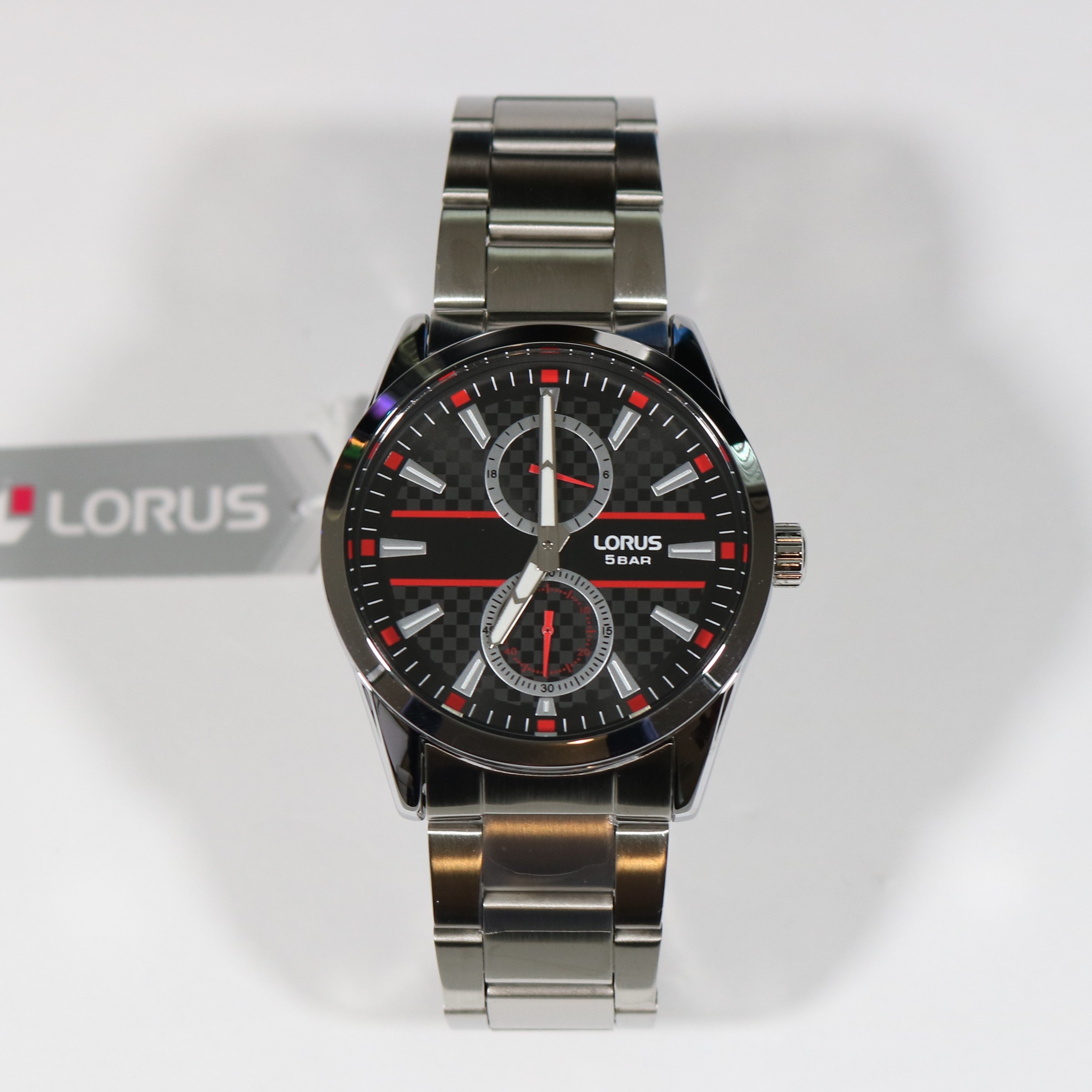 Lorus Men's Black Dial Stainless Steel Quartz Watch R3A57AX9