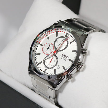 Lorus White Dial Stainless Steel Chronograph Men's Watch RM393FX9