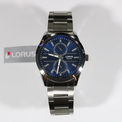 Lorus Men's Blue Textured Dial Stainless Steel Men's Watch R3A59AX9