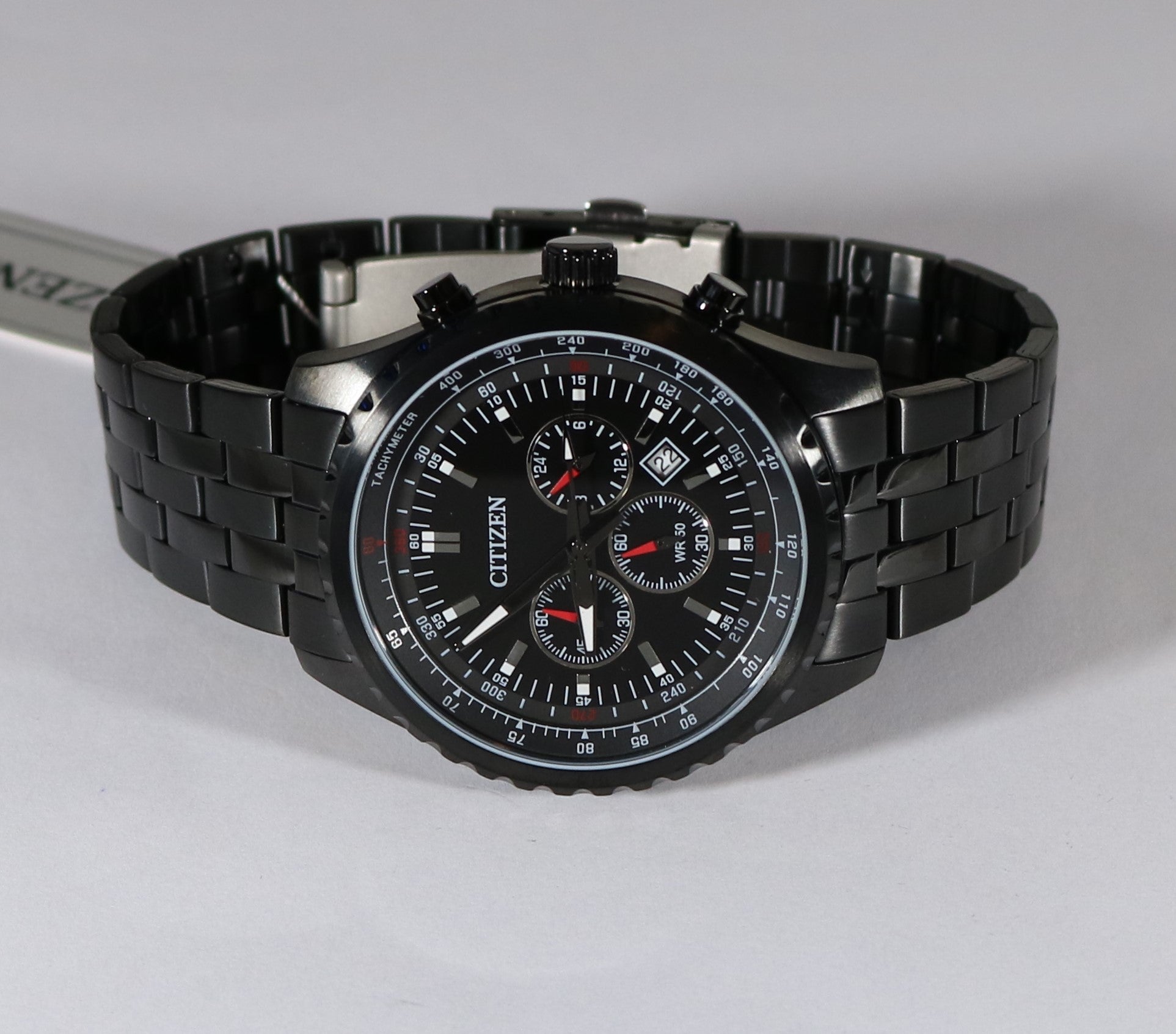 Citizen Quartz Black Stainless Steel Chronograph Men's Watch AN8065-53E - Chronobuy