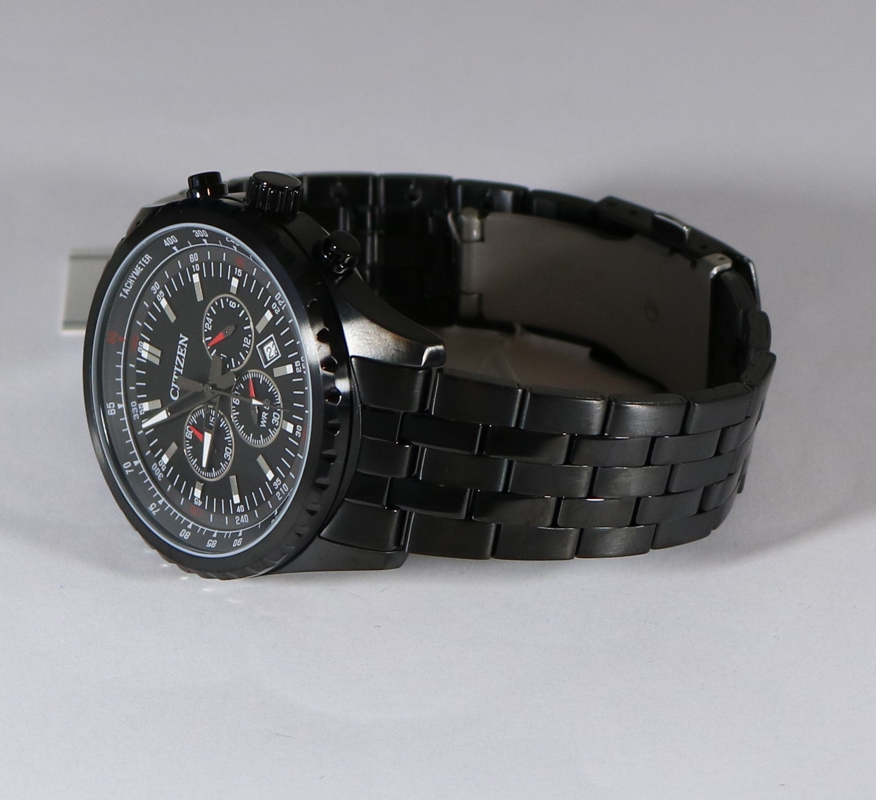 Citizen Quartz Black Stainless Steel Chronograph Men's Watch AN8065-53E - Chronobuy