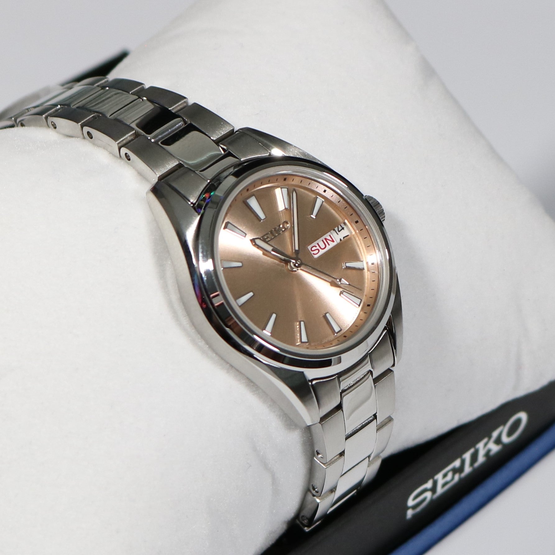 Seiko Quartz Women's Pink Dial Stainless Steel Watch SUR351P1