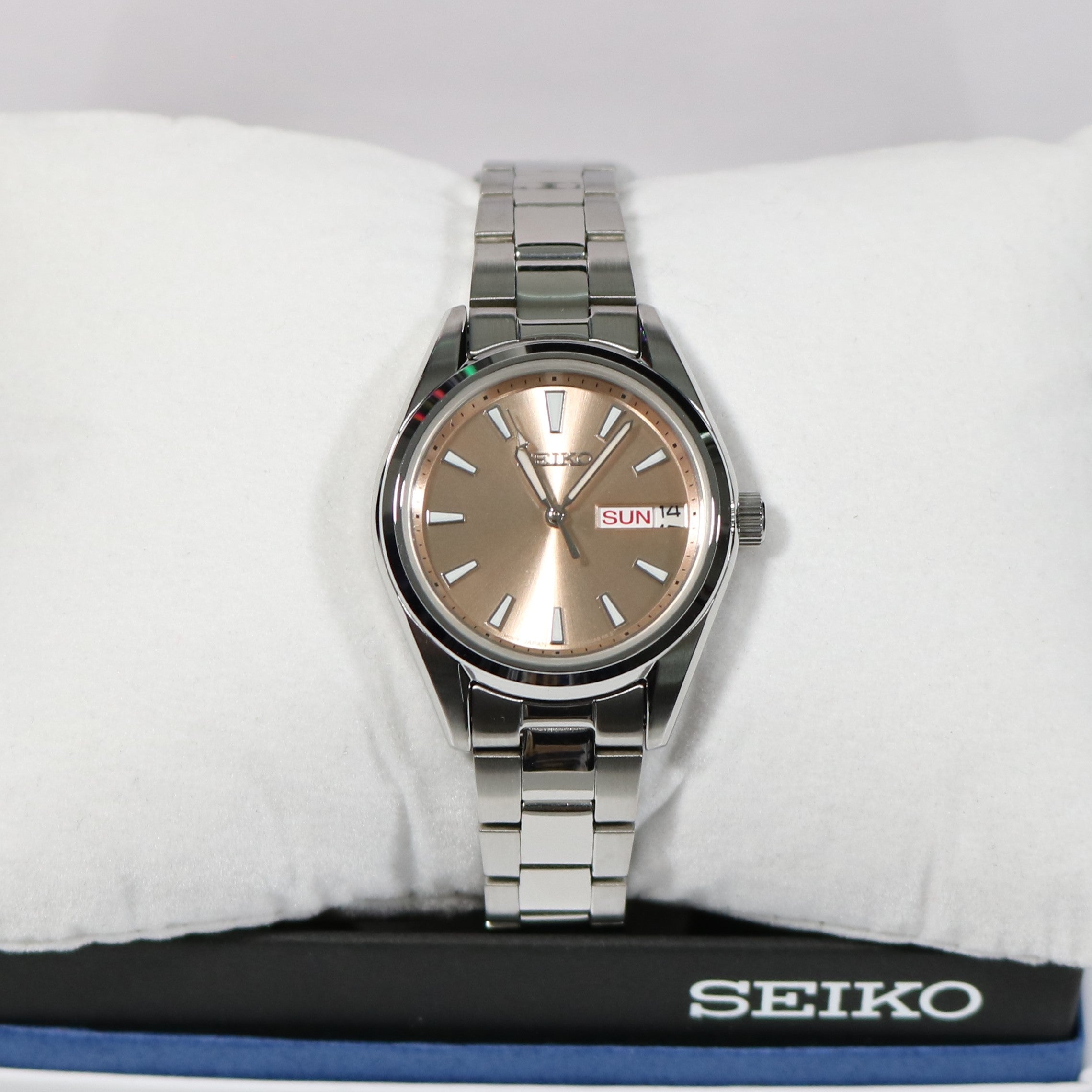 Seiko Quartz Women's Pink Dial Stainless Steel Watch SUR351P1