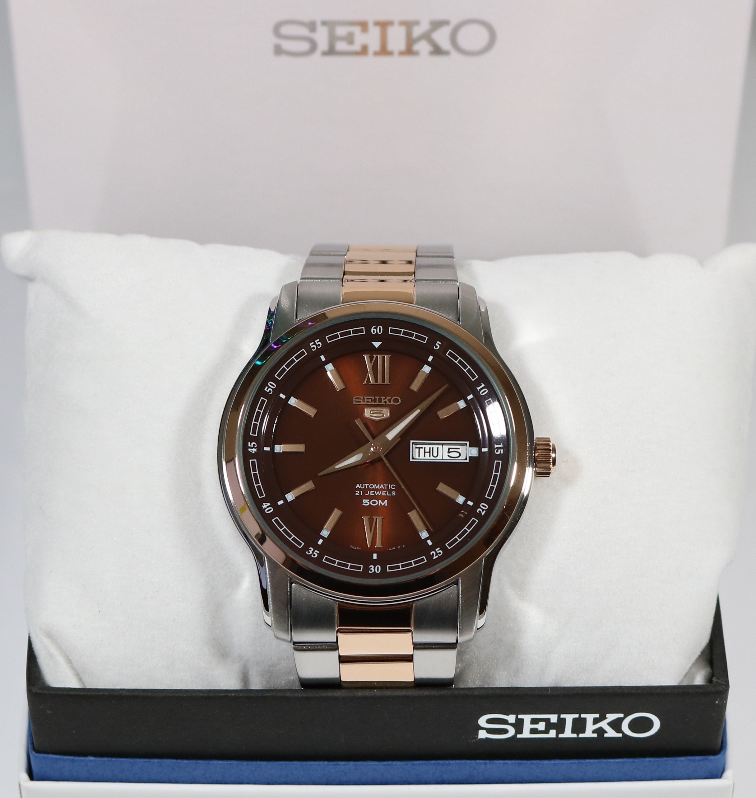 Seiko 5 Brown Dial Day Date Automatic Men's Watch SNKP18K1 - Chronobuy