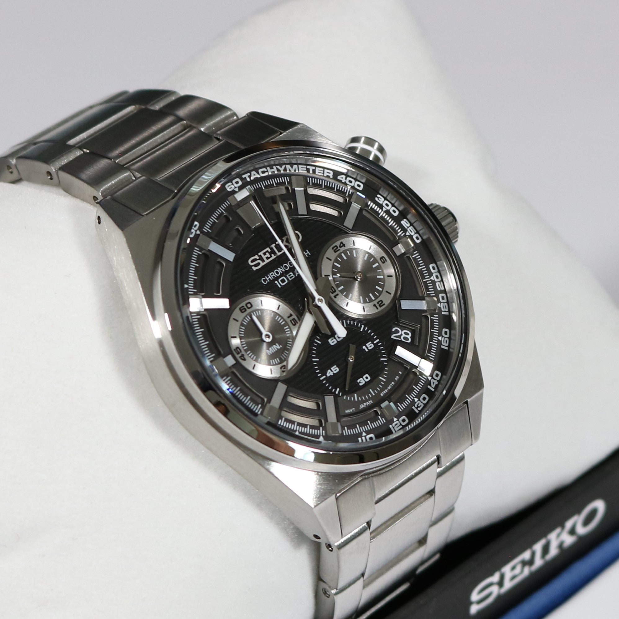 Seiko Quartz Men's Black Dial Chronograph Stainless Steel Watch SSB397P1