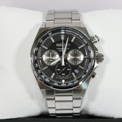 Seiko Quartz Men's Black Dial Chronograph Stainless Steel Watch SSB397P1