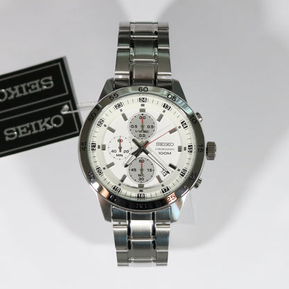 Seiko Chronograph White Dial Stainless Steel Men's Watch SKS637P1 - Chronobuy