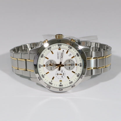 Seiko Chronograph White Dial Two Tone Stainless Steel Men's Watch SKS643P1