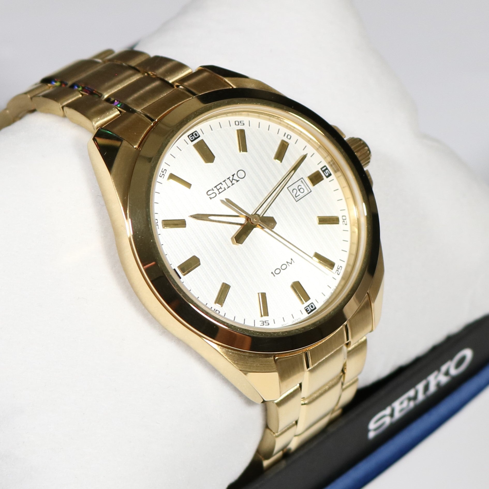 Seiko Quartz Neo Gold Tone White Dial Men's Watch SUR280P1