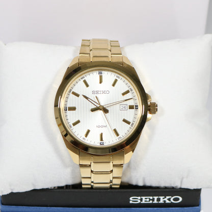 Seiko Quartz Neo Gold Tone White Dial Men's Watch SUR280P1