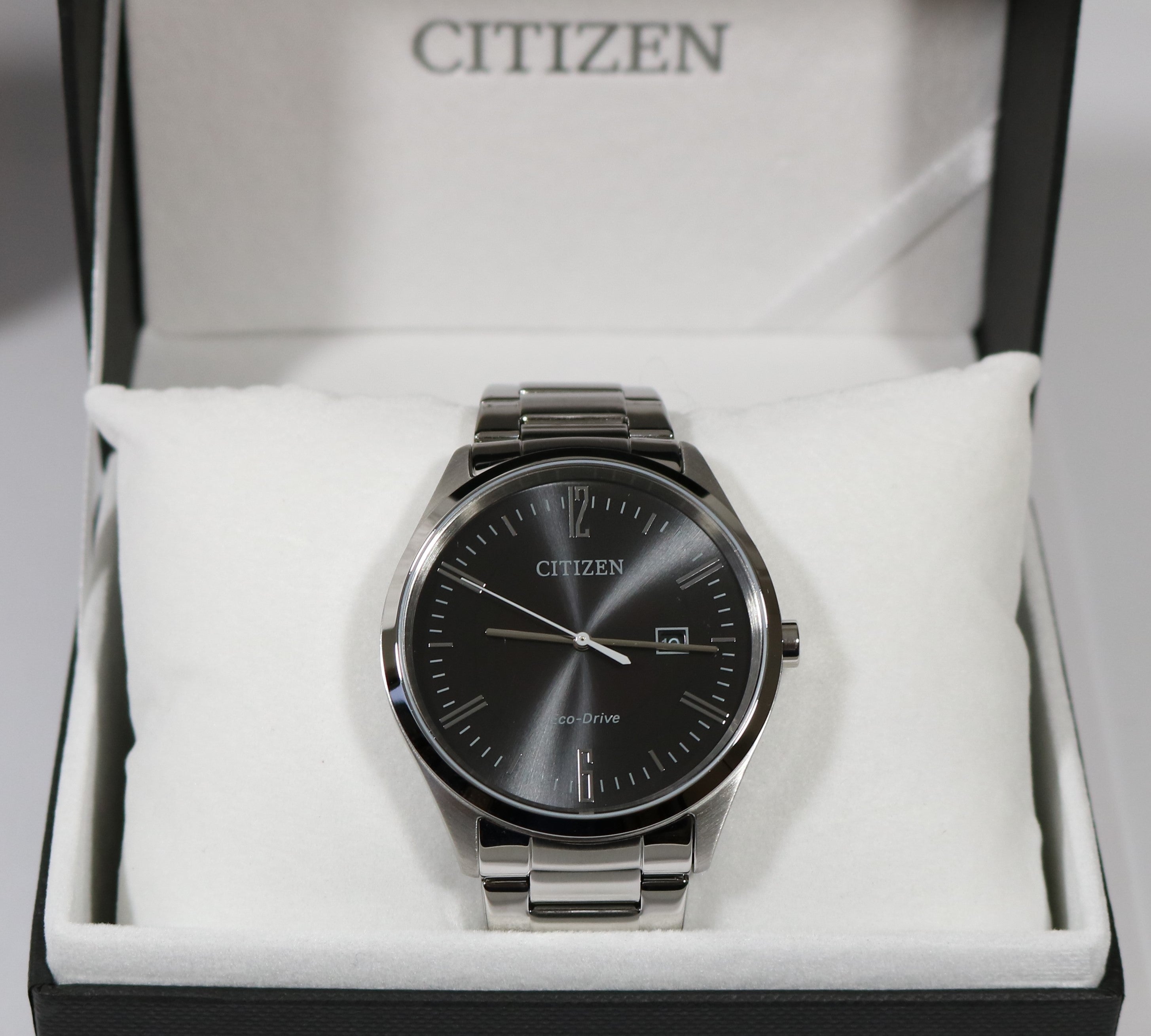 Citizen Eco Drive Black Dial Elegant Stainless Steel Men's Watch BM7350-86E - Chronobuy