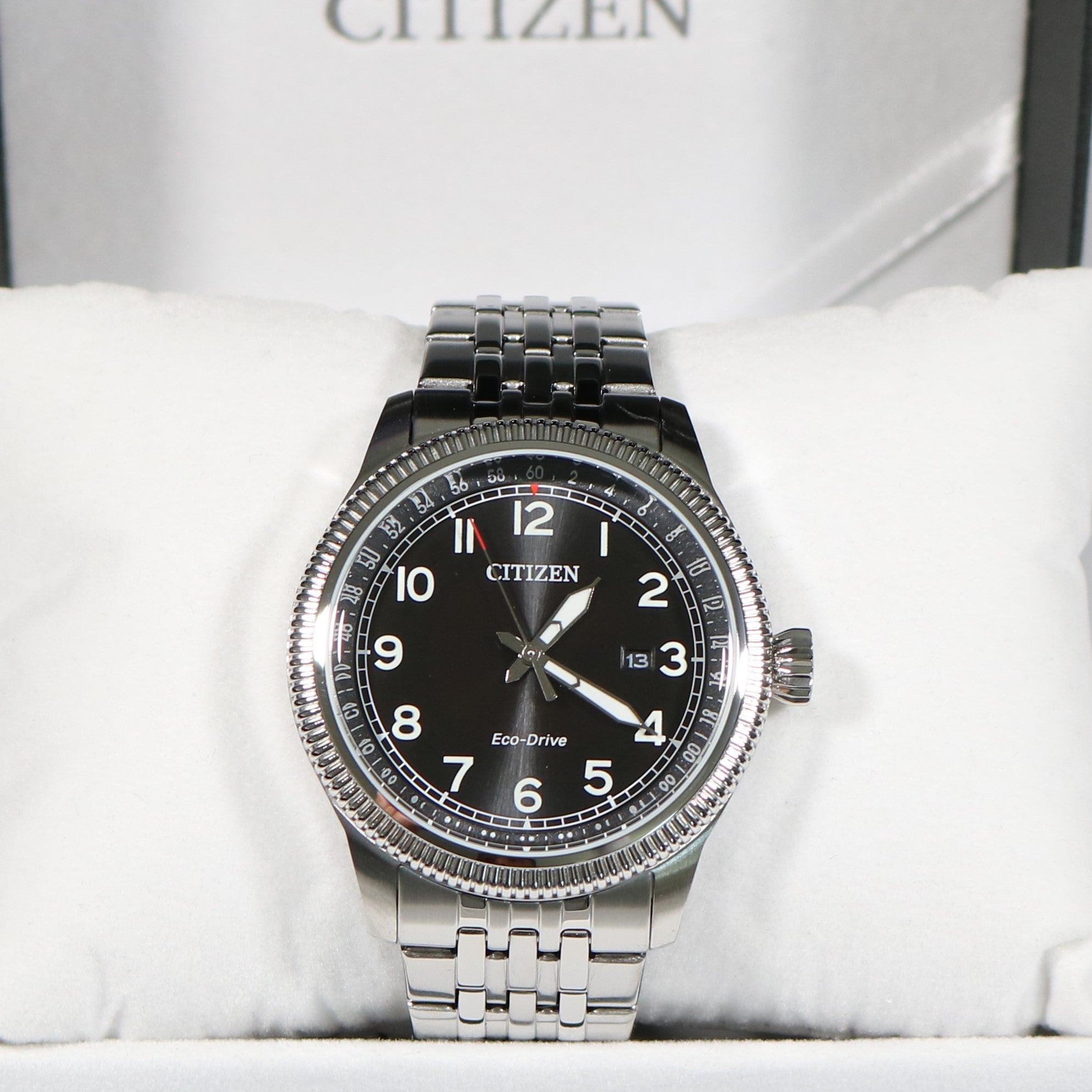 Citizen Eco-Drive Sport Stainless Steel Black Dial Men's Watch BM7480-81E